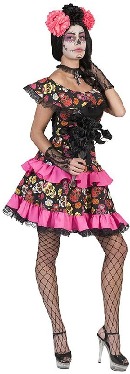Spaans & Mexicaans Kostuum | Muerto Miranda | Vrouw | Maat 36-38 | Halloween | Verkleedkleding